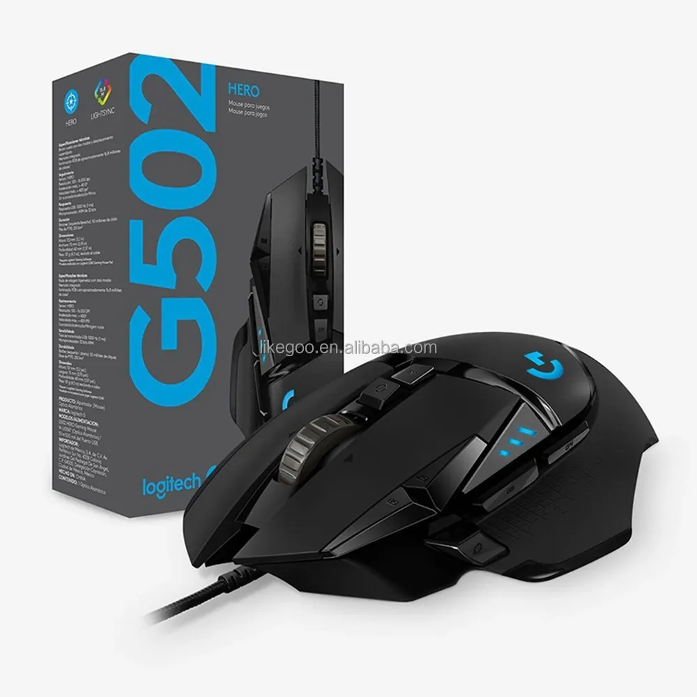 Logitech-ratón G502 hero para videojuegos, accesorio de alta calidad, duradero, con cable, para ordenador portátil y pc de escritorio, en venta