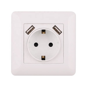 欧盟墙壁电源插座，16a电气插头接地隐藏发光二极管指示灯，带Usb CE OEM 16A Moko技术插座的双插座 - Product Image 4