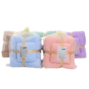 Factory Custom logo Coral Velent Coral Fleece <strong>Towel</strong> Set Bath Luxury Microfiber <strong>Towel</strong> and Bath <strong>Towel</strong> Sets 2pcs - Product Image 1