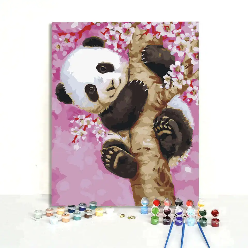 بيع بالجملة شعبية 40x50 لوحة أكريليك جميلة الباندا رائعتين الحيوانات ديي بواسطة مجموعة الأرقام