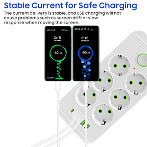 多重保护 6 插座智能电源板 2 米延长线插座 带 USB C 型充电端口 - Product Image 3