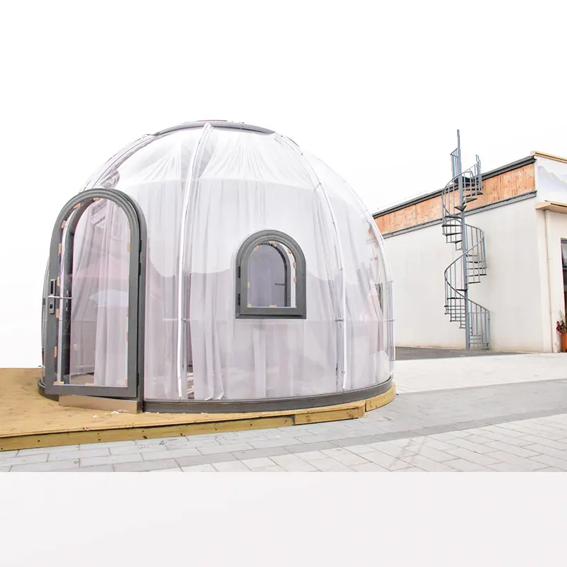 Yeni tasarım prefabrik japonya tatil glahotel igloo dome kubbeli çadır ev otel için
