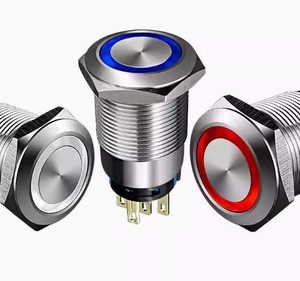 Interruttore a pulsante a testa piatta da 12MM 110-220V impermeabile momentaneo con luce a LED rossa con Design in metallo auto-Reset - Product Image 5