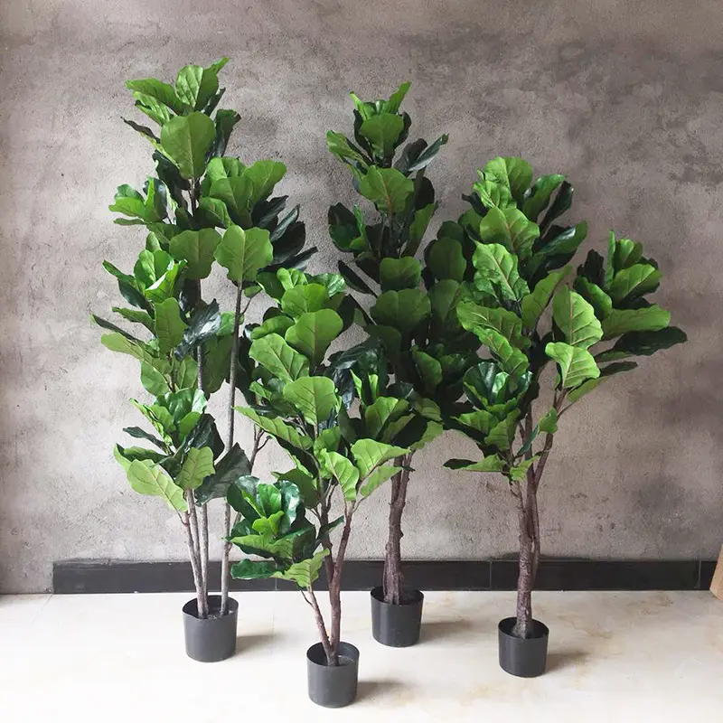 Interior living room decoration hot sale artificial piano leaf ficus potted large green plant artificial tree