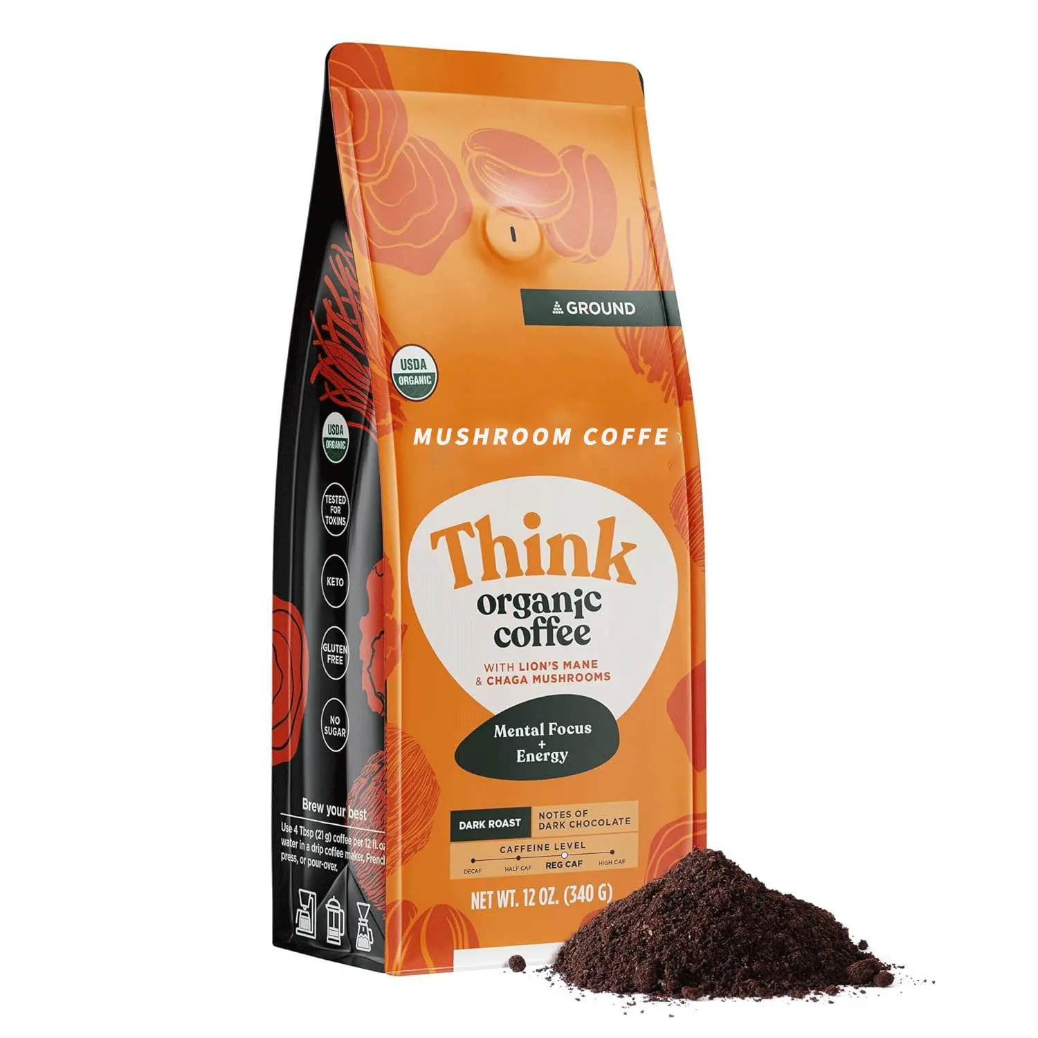 OEM اربع نقاط الفطر العضوي التربة مسحوق القهوة عشب الاسد الفوري غانوديرما ريشي كورديسيبس