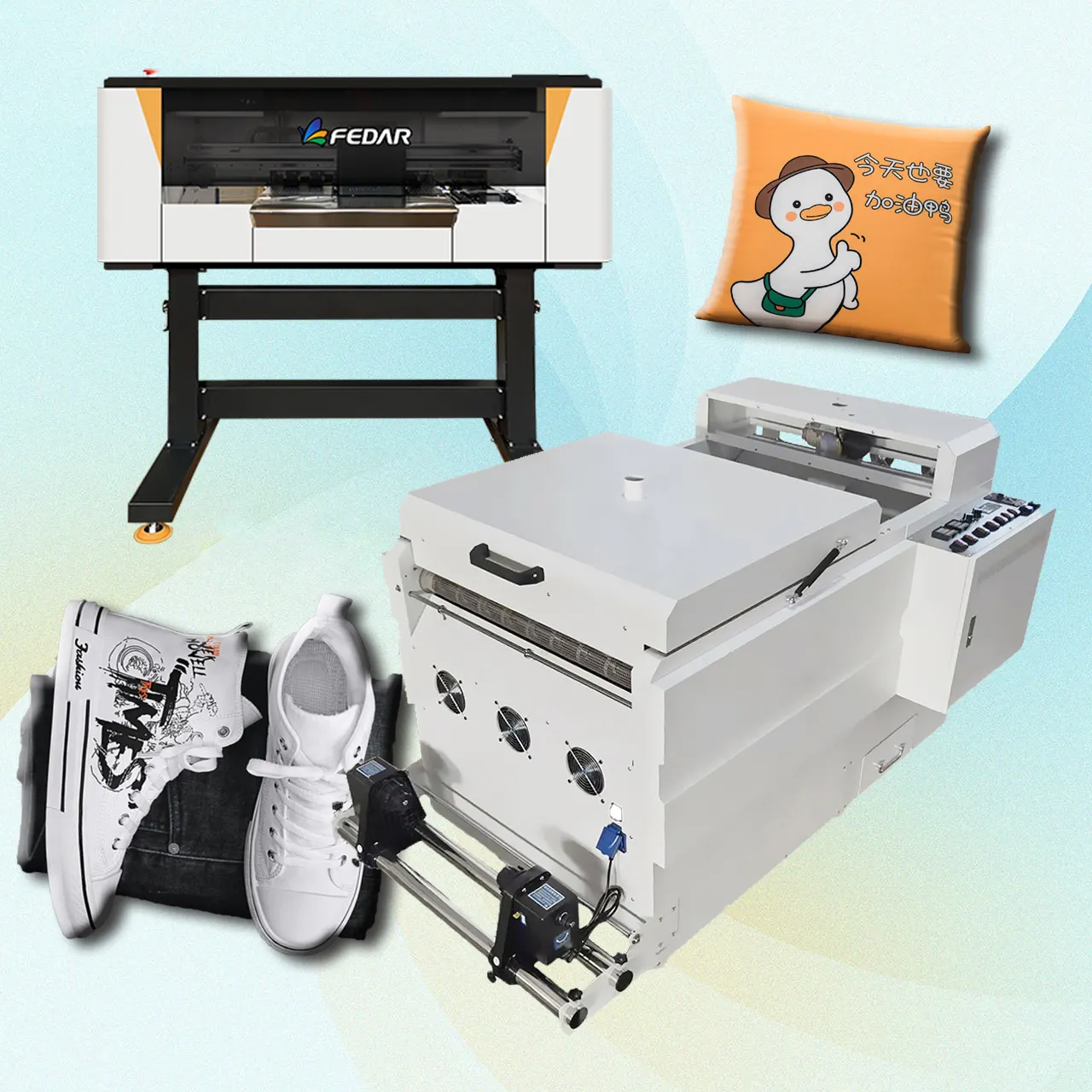 A3 A1 60 cm Doppel XP600 i1600 Köpfe 2.400dpi T-Shirt Kappe-Beutel DTF-Transferdrucker mit Pulverschüttelung