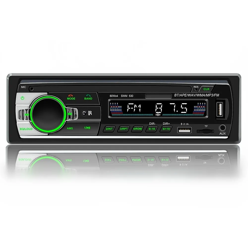 1 Din coche Radio Estéreo Bluetooth USB FM AUX receptor 12V JSD-530 Autoradio 7 luces de colores Control remoto coche REPRODUCTOR DE MP3