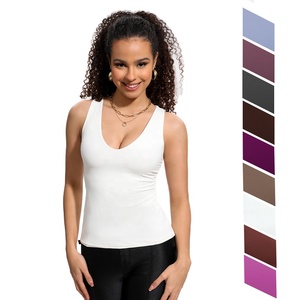 Tops sin mangas para mujer, cuello en V profundo, doble capa, entrenamiento, Fitness, informal, básico, Crop Tops - Product Image 1
