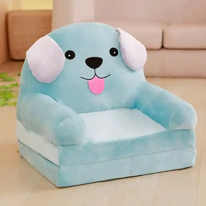 Chaise de canapé en peluche avec animal de dessin animé en couleur, siège en mousse souple pour bébé et enfants pour le salon en plein air, design moderne et personnalisé