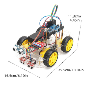 Arduino Uno compatibile Kit intelligente RC-4WD Robot auto con tracciamento della linea ad ultrasuoni e Kit di robotica per la programmazione di evitamento degli ostacoli