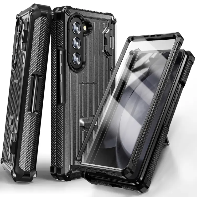 Armor Luxury Cell Phone Cover Mobile Stand Case For Samsung Galaxy Z Fold 5 Case With S Pen Holder Hinge