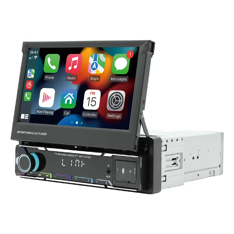 1din mobil Digital Media Radio ditarik 7 "layar sentuh tampilan Autoradio Stereo Mp5 Video Mobil pemutar Multimedia Dvd