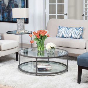 Bàn cà phê Đầu Giường Tròn cong vàng đen kim loại Tổ 2 Bộ bàn làm tổ kim loại - Product Image 6