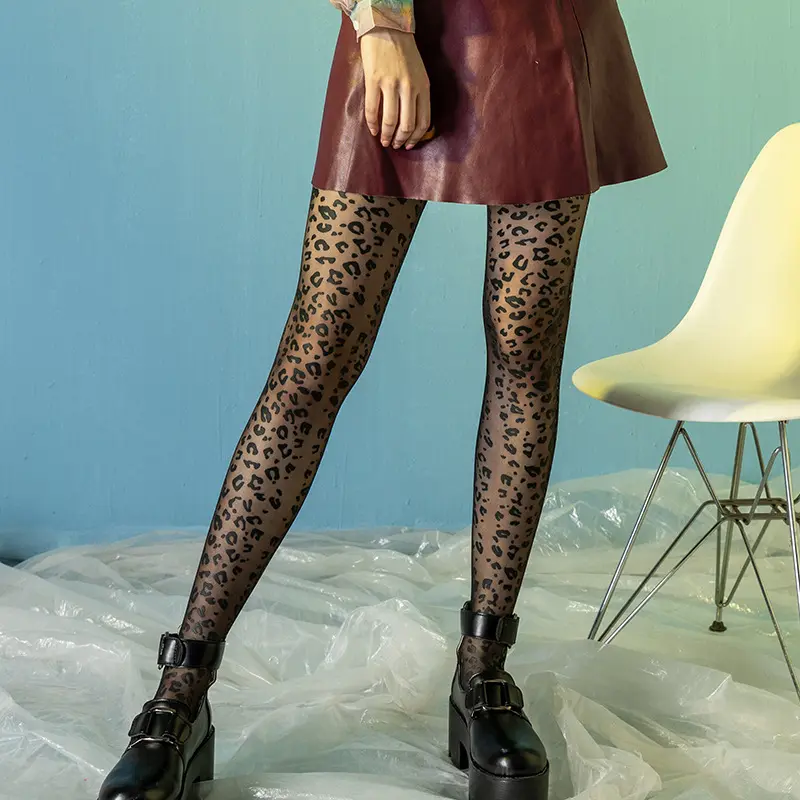 Summer Ultra-Thin Leopard Print Black Tights Personalized Fashion Women's Nylon Pantyhose Hottie Sexy Wild Hosiery