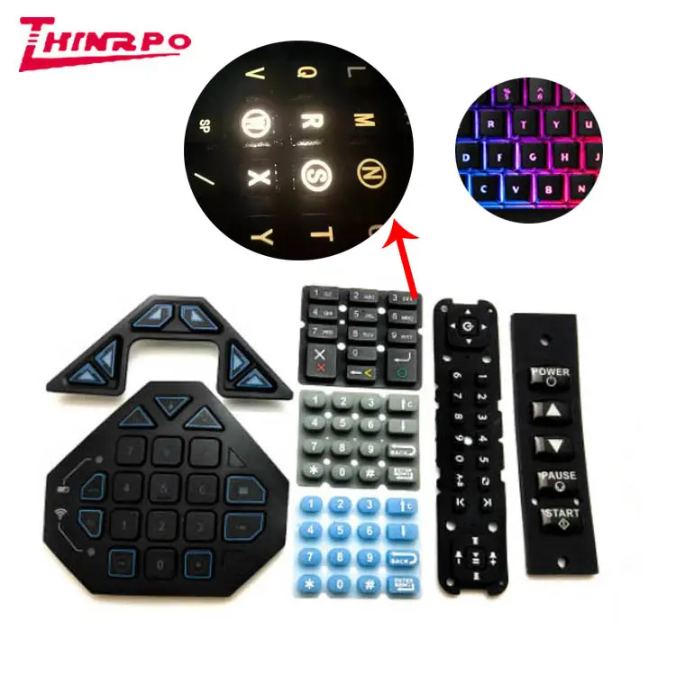 Eletrônico Personalizado Flexível Chave Overlay Botão Teclados Teclados Em Branco Botão De Borracha De Teclado De Silicone Barato Com Comprimidos De Carbono