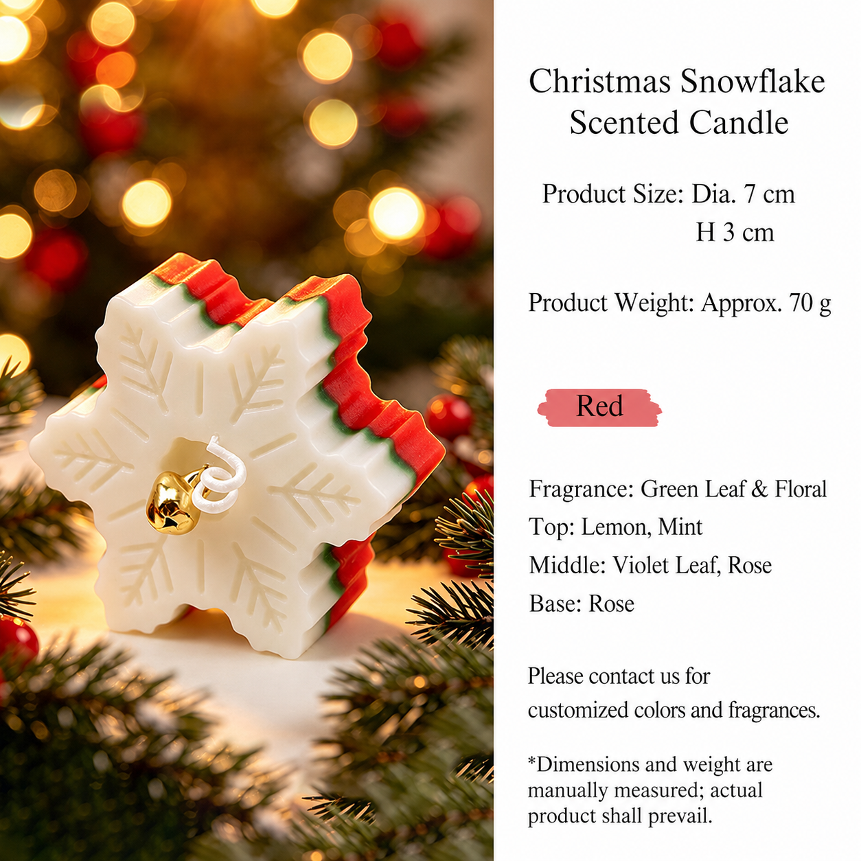 Snowflake Scented Candle-Red