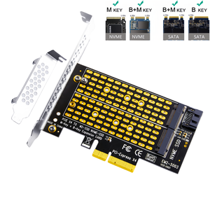 M.2 SSD เป็น PCI Express 4.0 X4อะแดปเตอร์การ์ด Riser PCI-E TO NVMe PCIe และ SATA NGFF dual Protocol SSD การ์ดขยายคีย์ M คีย์ B - Product Image 1