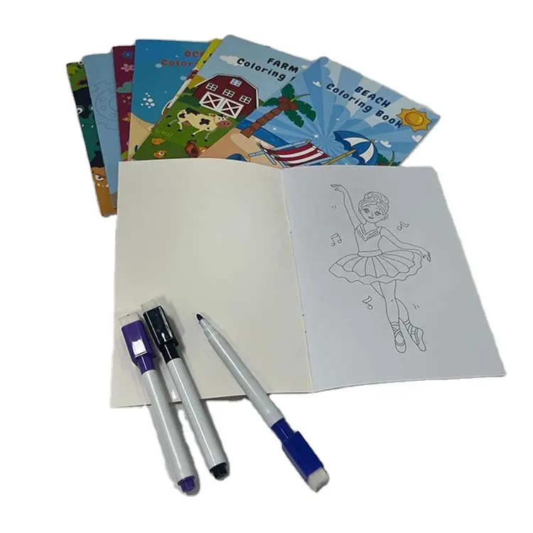 Cheap Price Customized Children Coloring Book Printing Kids Color Painting Book Set With Pen Marker Print