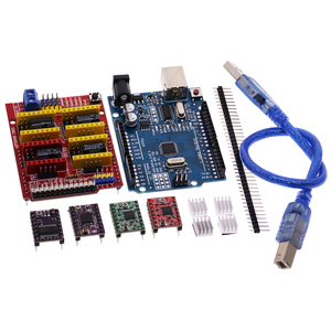 CNC kalkan V3 oyma makinesi 3D yazıcı + 4 adet A4988/DRV8825/AT2100 sürücü genişletme kartı Arduino için + R3 ile USB kablosu