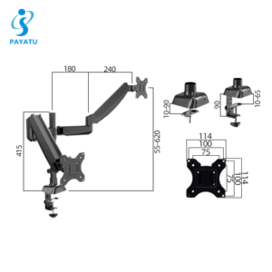Evrensel tek monitör kolu çift kol monitör standı masası VESA 100x100 14-32 inç bilgisayar ekran monitör için montaj - Product Image 3