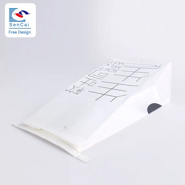 Factory Direct Degradable Custom Logo Druck Glänzende Laminierung Lebensmittel verpackung Weiße Kraft papiertüte Toastbrot Lebensmittel