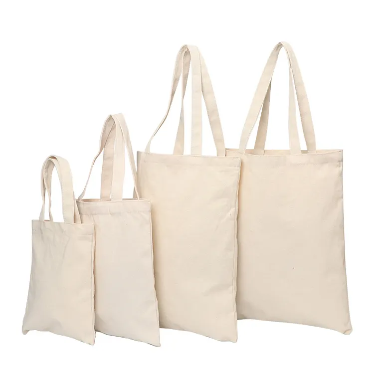 Vente en gros de sacs à provisions réutilisables OEM avec logo imprimé sur mesure sac fourre-tout en toile de coton blanc uni avec personnalisation
