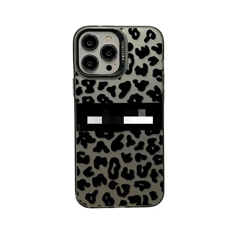 Diseñador de lujo estampado de leopardo inglés 15Promax funda de teléfono para iPhone 15Pro 14 13Promax IMD doble película color plata marea marca