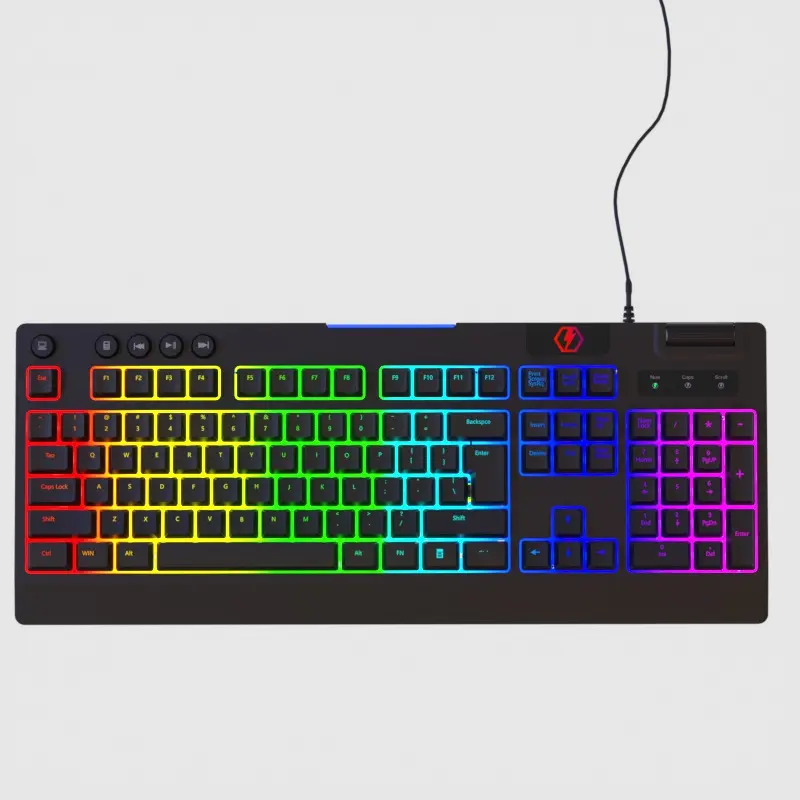 لوحة مفاتيح بإضاءة خلفية RGB متعددة اللغات عالية الجودة