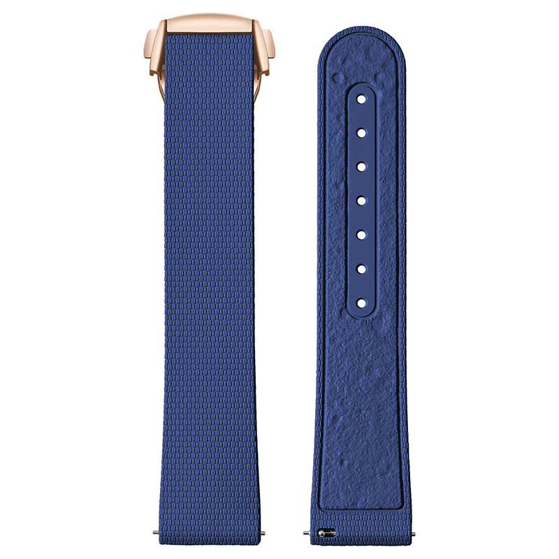 Boucle bleu marine-or rose