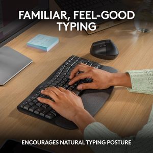 Logitech Wave Keys Drahtlose ergonomische Tastatur mit gepolsterter Handballen auflage für Multi-OS, Windows/Mac - Graphit - Product Image 4