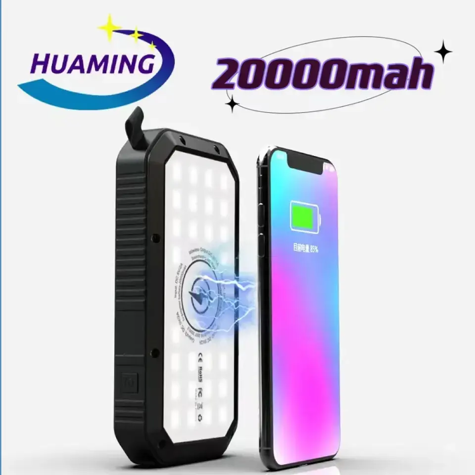 Huaming डेरा डाले हुए वायरलेस सौर ऊर्जा बैंक 100000mah तेजी से चार्ज पोर्टेबल चार्जर के लिए स्मार्ट फोन