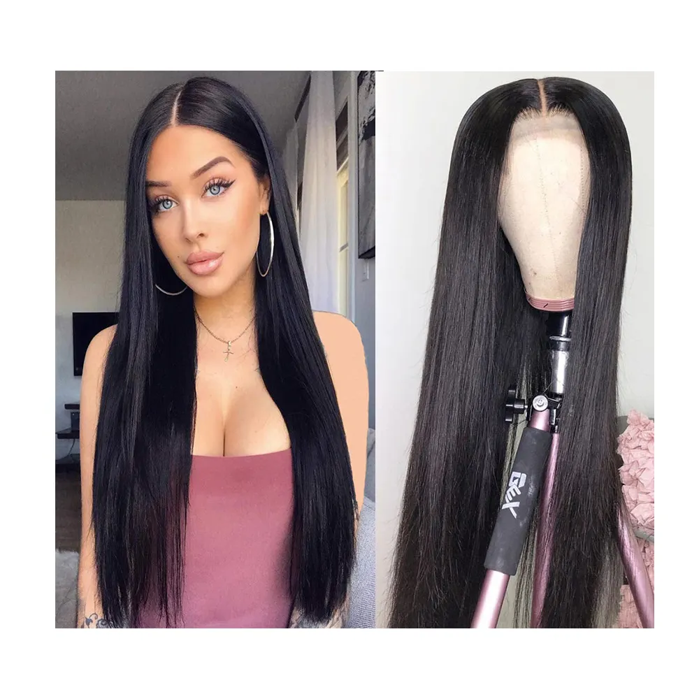 Fabrika fiyat Kosher peruk avrupa yahudi düz 13x4 Frontal peruk HD sırma insan saçı 20 inç at saç peruk kadın