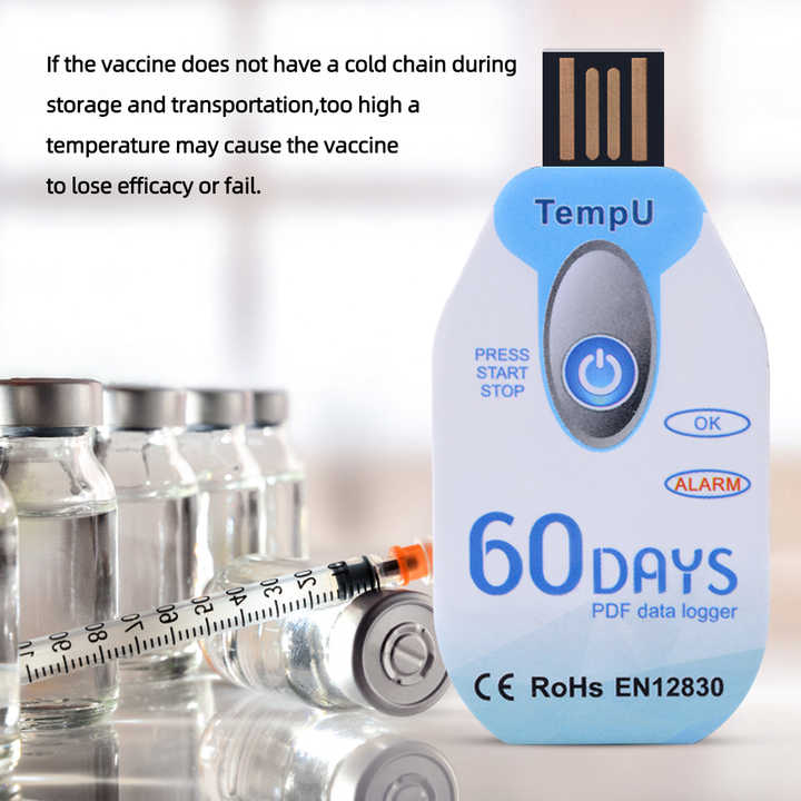 Temperature Data Logger (Disposable Temperature Recorder Tempu TZ-TempU02 EN12830) 60 Days Records Every 10mins