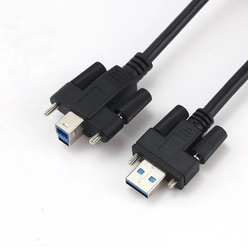 Panel Transfer Data USB 3.0 A ke B, kabel USB 3.0 penguncian terpasang dengan kabel sekrup