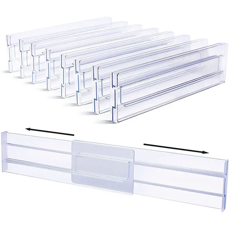 Schlussverkauf verstellbare Schubladeinteiler durchsichtige Kunststoff-Schubladenzerlegeteiler Multifunktionsschreibtisch-Organisator