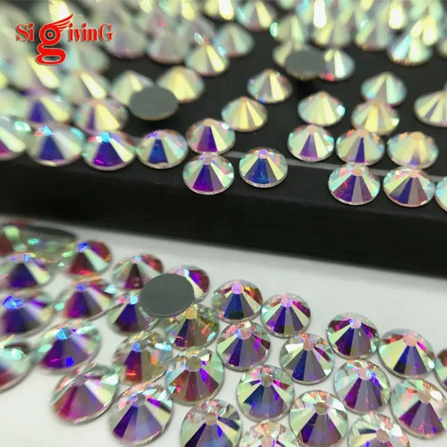 Strass de haute qualité 12 coupes hotfix verre ss16 ab cristal fer sur pierres pour vêtements/vêtements de danse