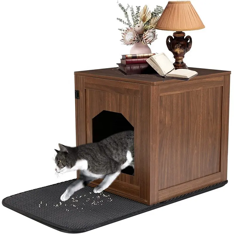 Caja de arena para gatos, mueble oculto para interior, casa de madera para gatos