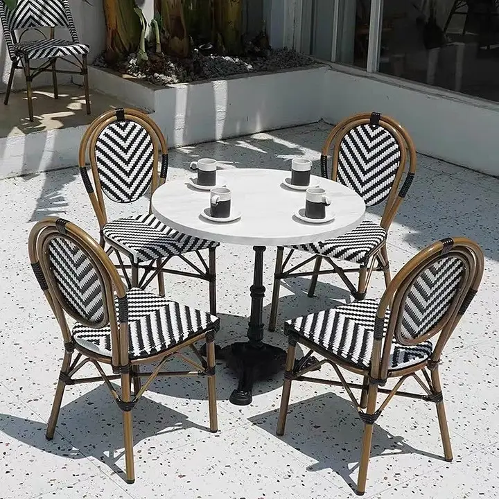 Rench-silla tejida de enredadera para exteriores, sillón de ocio americano para patio, restaurante y cafetería