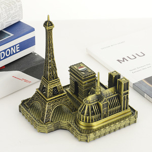 Paris 3-in-1 Bronze Landmark Figurine Souvenir Set French Eiffel Tower, <strong>Arc</strong> De Triomphe &amp; Notre Dame Model Souvenir Collection