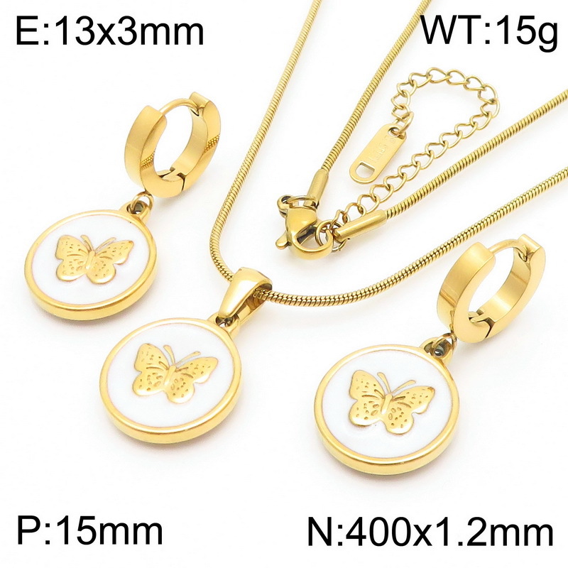 Collier + boucles d'oreilles papillon blanc