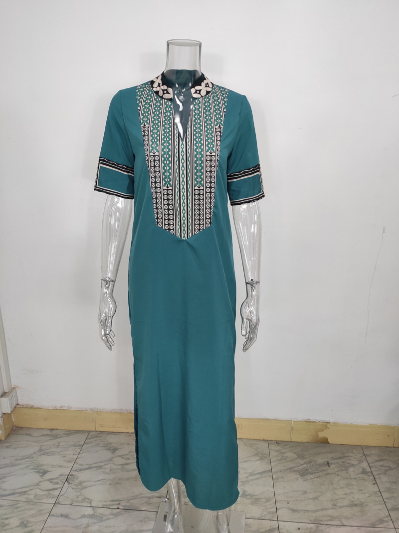 Popular New Styles Floral Print Split Maxi Womens National Casual Dresses Bohemian Dress for Women