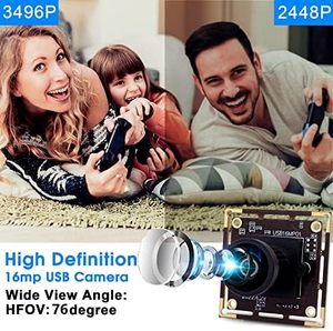 16 Megapixel USB <strong>Camera</strong> Module 75-Degree No Distortion Lens 3496P 6K Embedded Webcam Board for <strong>Computers</strong> H.265 <strong>Memory</strong> <strong>Card</strong> - Product Image 2