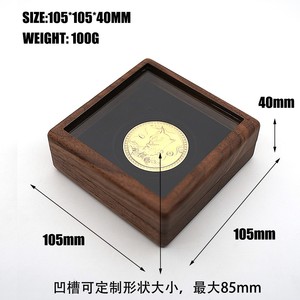 Yüksek son katı ahşap kutu pencere Flip hatıra parası rozet kutusu. - Product Image 6