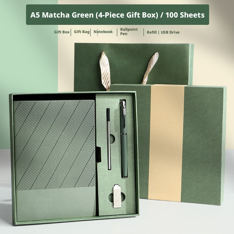 Light green + signature pen + USB drive + gift box