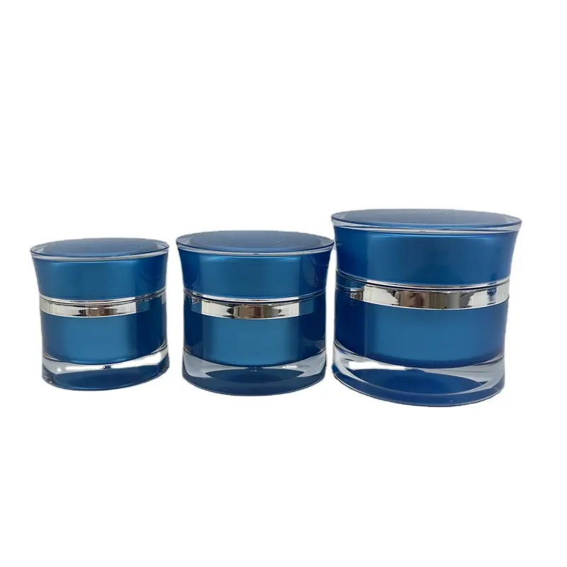 Pot de crème bleu acrylique de forme classique 15g 30g 50g 100g de taille