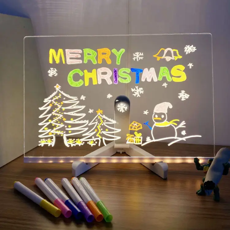 Acryl Beugel Uitwisbare Kinderen Tekentafel Kids Geschenken Creatieve Led Nachtlampje Usb Led Bericht Schrijven Note Pad Board Lamp