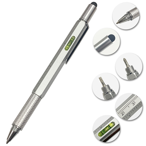 6合1金属圆珠笔，带多功能工具 - Product Image 1
