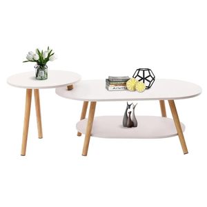 Modern Coffee <strong>Table</strong> 2 in 1 Combination Set <strong>Nested</strong> Sofa Side and <strong>End</strong> <strong>Table</strong> - Product Image 1