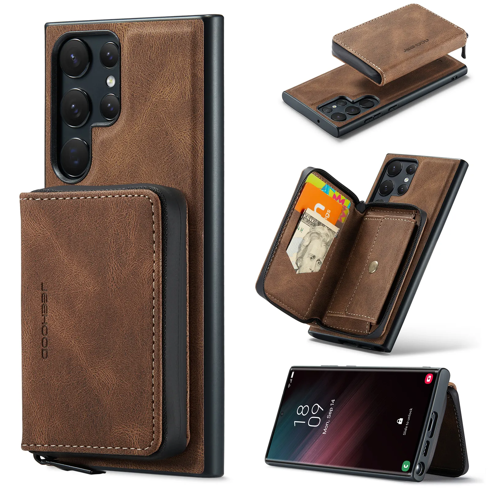 Роскошный кожаный чехол для телефона Samsung S23, S22, S21, S20 Ultra, 2 в 1, съемный чехол-кошелек, держатель для карт, магнитный чехол для Galaxy S23