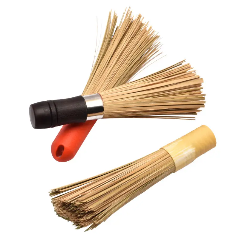 Batidor de limpieza tradicional natural cepillos de wok de bambú herramientas de lavado de platos de cocina